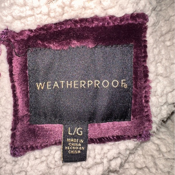 Weatherproof Ladies Plum Velour Sherpa Lined Hooded Jacket Large Mint! - Picture 3 of 4